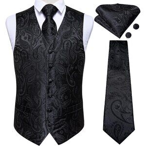 Mens Vest and Tie Set -  Black